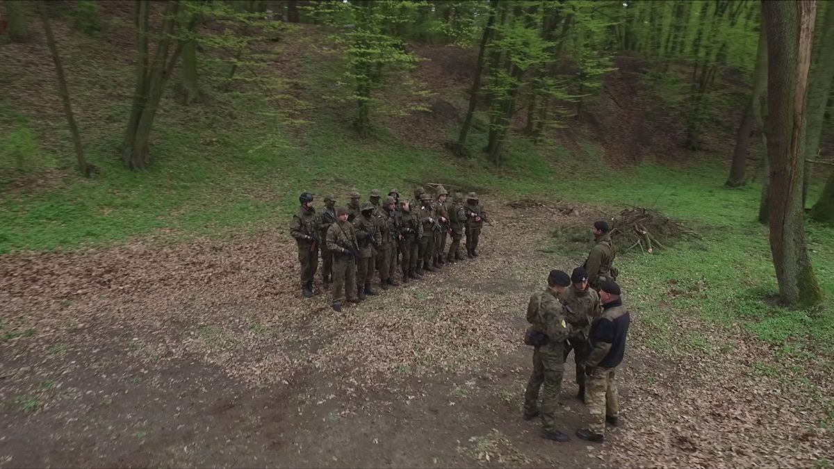 Paramilitary war training in Polish forests