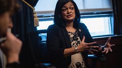Image: Rep. Pramila Jayapal, D-WA, speaks to reporters on Capitol Hill on J