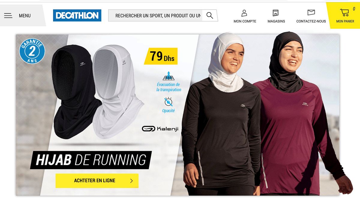 Image: A screenshot shows hijabs for women joggers on sale on the Moroccan 