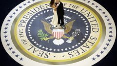 Image: President Donald Trump dances with first lady Melania Trump