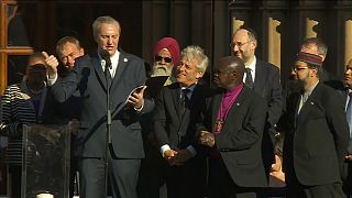 Poet Tony Walsh gives rousing performance at Manchester vigil