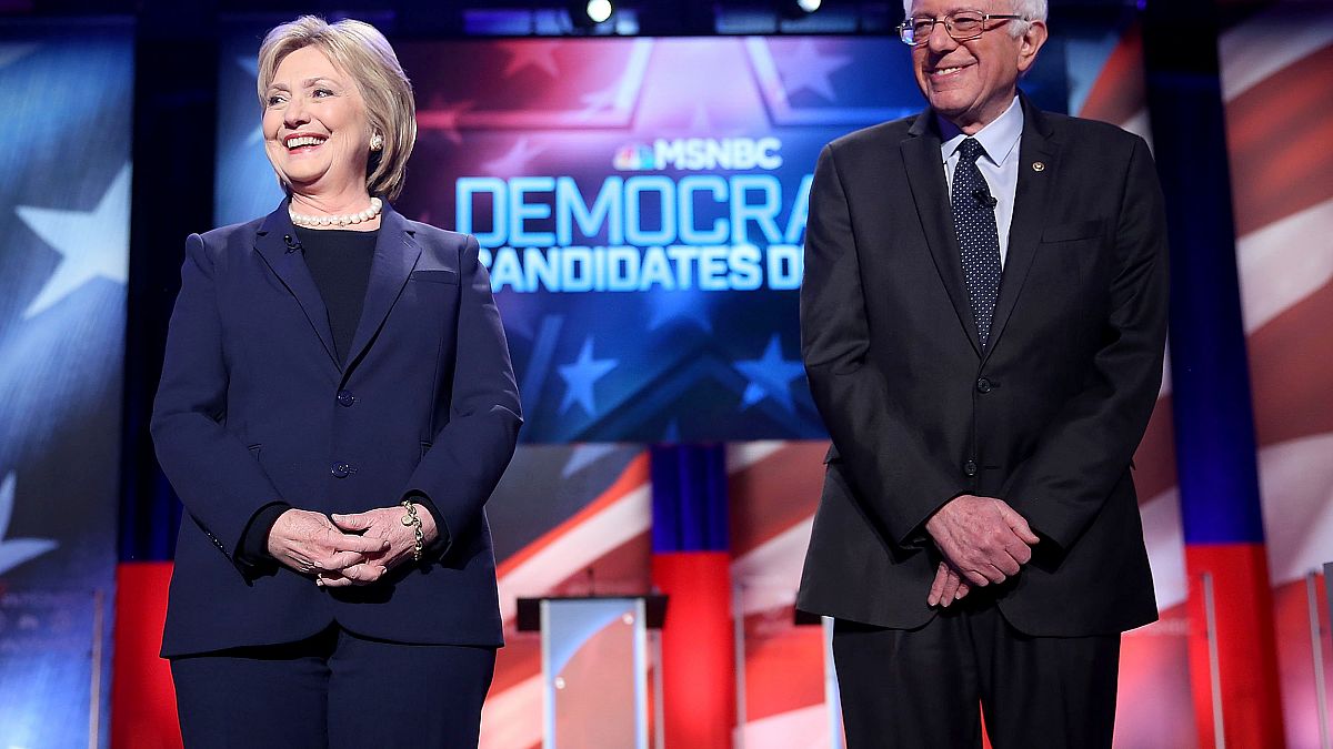 Image: Democratic Presidential Candidates Hillary Clinton And Bernie Sander