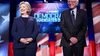 Image: Democratic Presidential Candidates Hillary Clinton And Bernie Sander