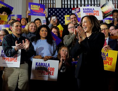 Sen. Kamala Harris of California at a campaign town hall meeting in Portsmouth, New Hampshire, on Feb. 18, 2019.