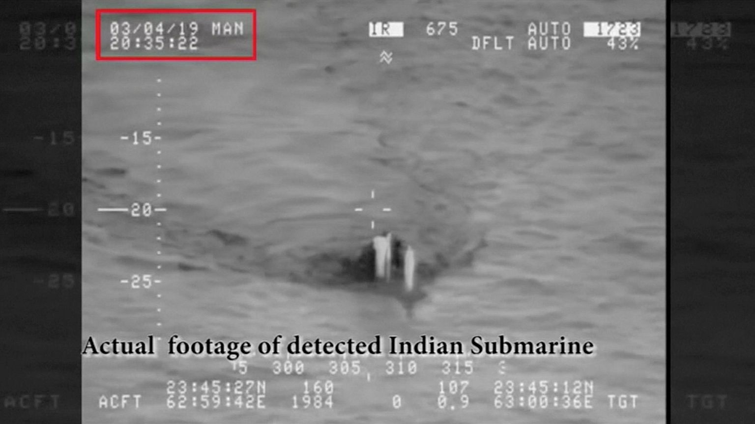 Image: A submarine, that Pakistan Navy claims to be a detected Indian subma