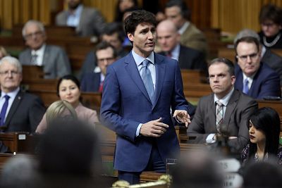 Canada\'s Prime Minister Justin Trudeau addresses lawmakers last month.