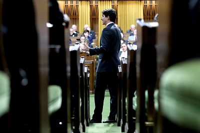 Prime Minister Justin Trudeau speaks during Question Period in Canada\'s House of Commons on Feb. 27.
