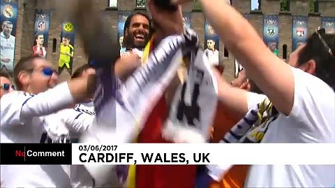 Fans warming up for Juventus against Real Madrid in Cardiff