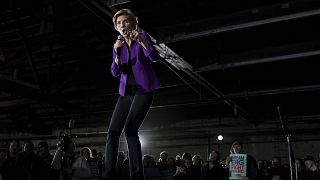 Image: Sen. Elizabeth Warren, D-Mass., speaks during a campaign event in Qu