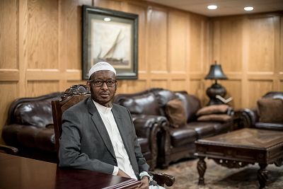 Hassan Jama, Executive Director of the Islamic Association of North America, at the Dar Al-Farooq Islamic Center in Minnesota on March 8, 2019.
