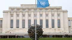 Image: The U.N. flag flies at half-staff in Geneva, Switzerland