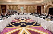 Image: Qatari officials take part in meeting between U.S. special envoy Zal