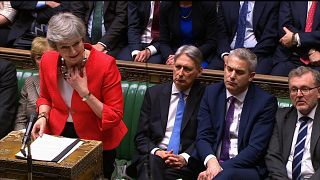Image: Britain's Prime Minister Theresa May speaking to the house after los