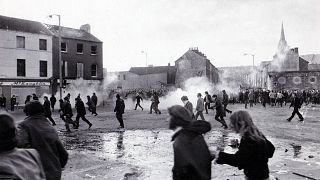 Image: Demonstrators in Londonderry, Northern Ireland, flee on Bloody Sunda