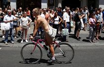 Naked cyclists stage Madrid protest
