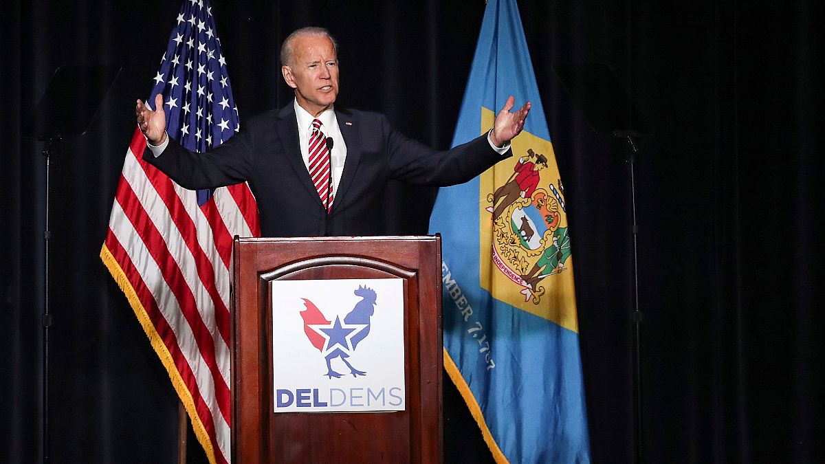 Image: U.S. former Vice President Biden delivers remarks at the First State