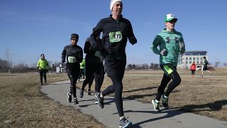 Image: Beto O'Rourke participates in the Lucky Run 5k Race in North Liberty