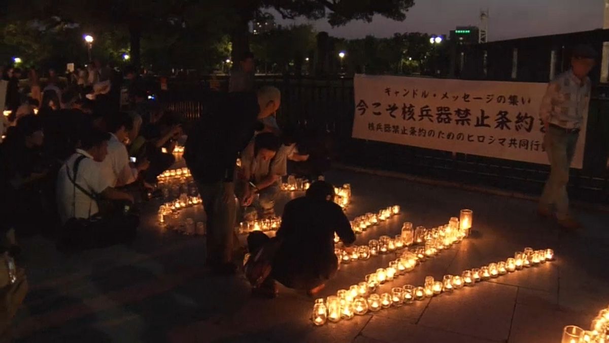 تجمع نمادین در هیروشیما در اعتراض به سلاح‌های هسته‌ای