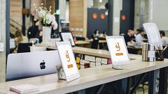 Image: Visitor registration systems at the Galvanize headquarters.