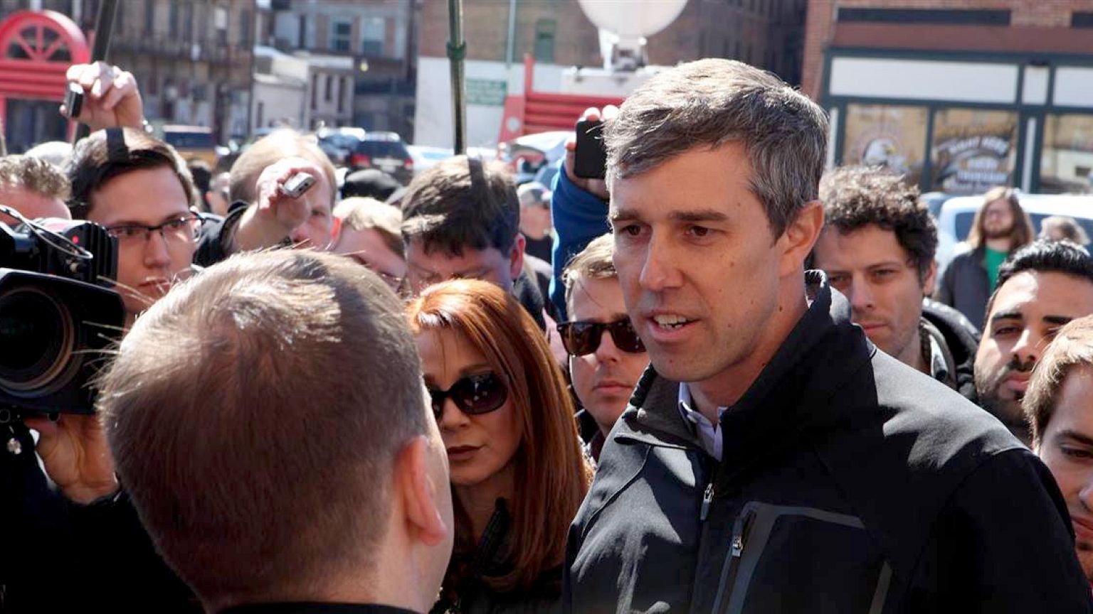 Image: Beto O'Rourke speaks with Chuck Todd in Iowa for "Meet The Press."