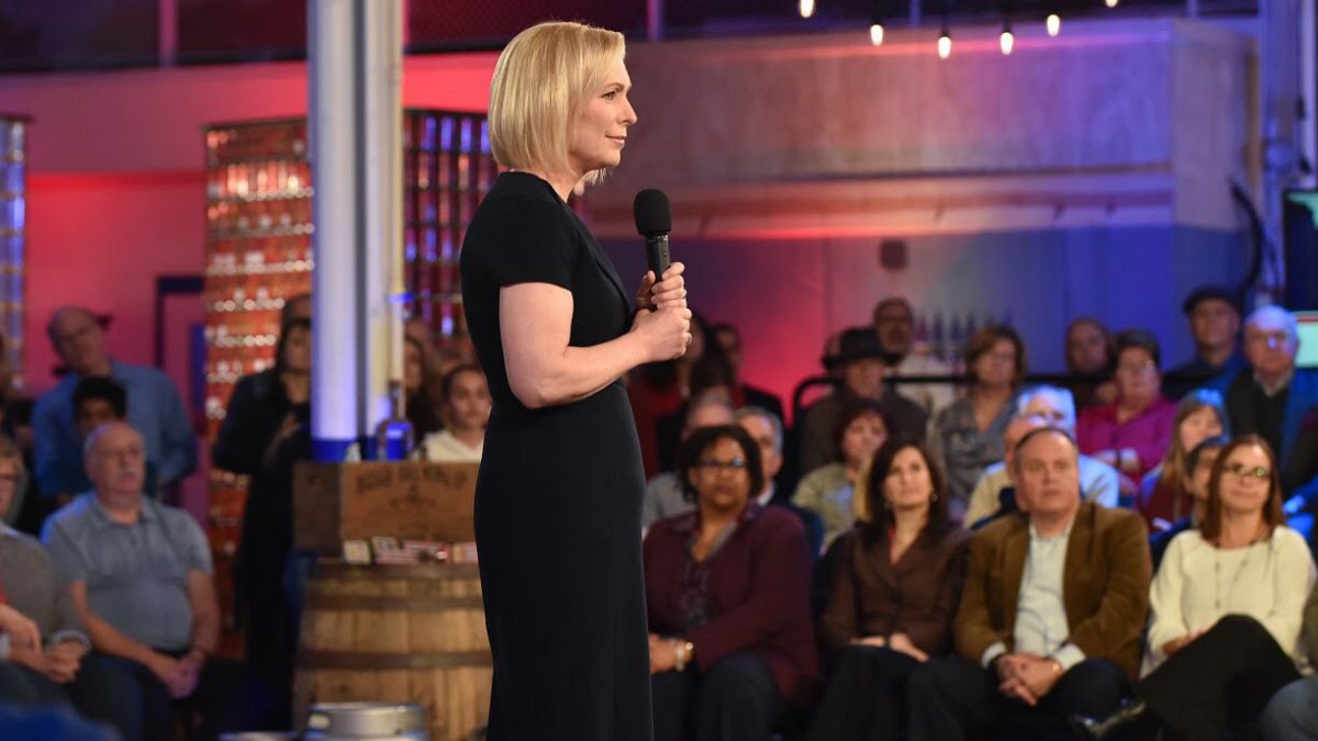 Image: Sen. Kirsten Gillibrand speaks at a town hall with MSNBC's Chris Hay