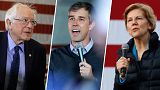 Image: Sen. Bernie Sanders, Beto O'Rourke and Sen. Elizabeth Warren.