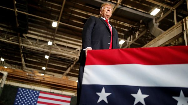Image: President Donald Trump arrives to speak at the Lima Army Tank Plant Image: President Donald Trump arrives to speak at the Lima Army Tank Plant
