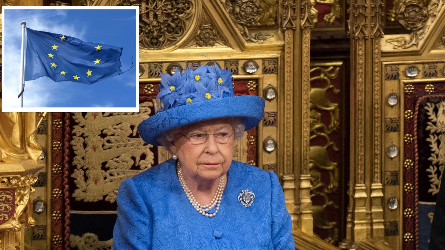 ¿Lleva la reina Isabel II la bandera europea en el sombrero?