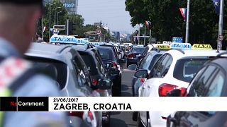 Taxi drivers protest against Uber in Croatia