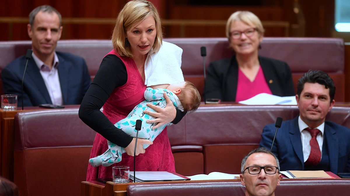 [Watch]: Australian Senator breastfeeds while moving motion in parliament