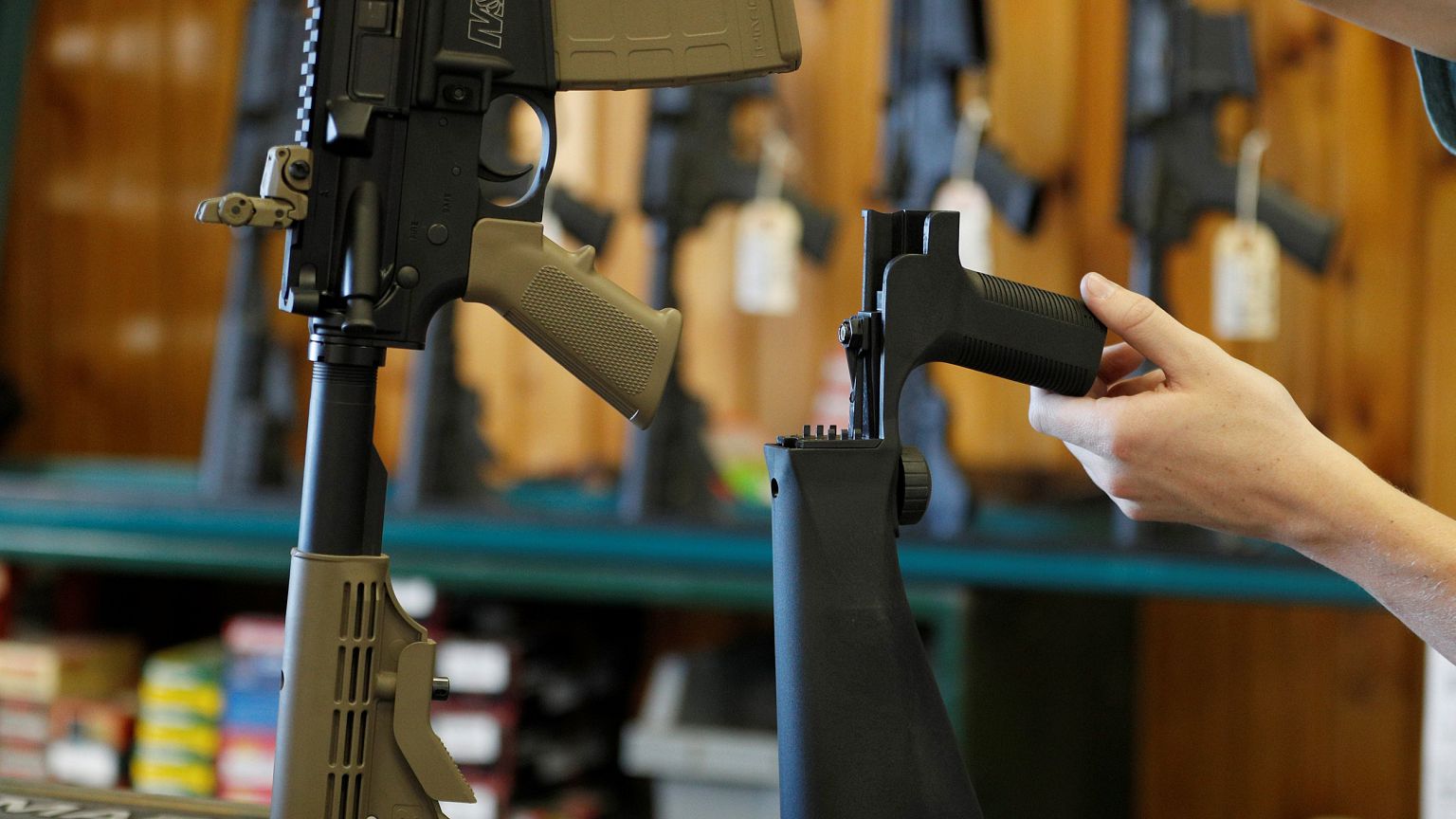 Image: A bump stock that attaches to an semi-automatic assault rifle to inc