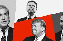 Photo illustration of Robert Mueller, James Comey, Donald Trump, and George
