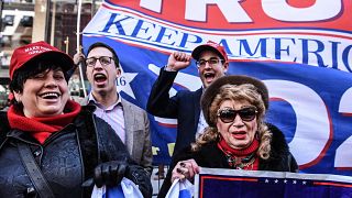 Image: Supporters at a rally for President Donald Trump near Trump Tower in