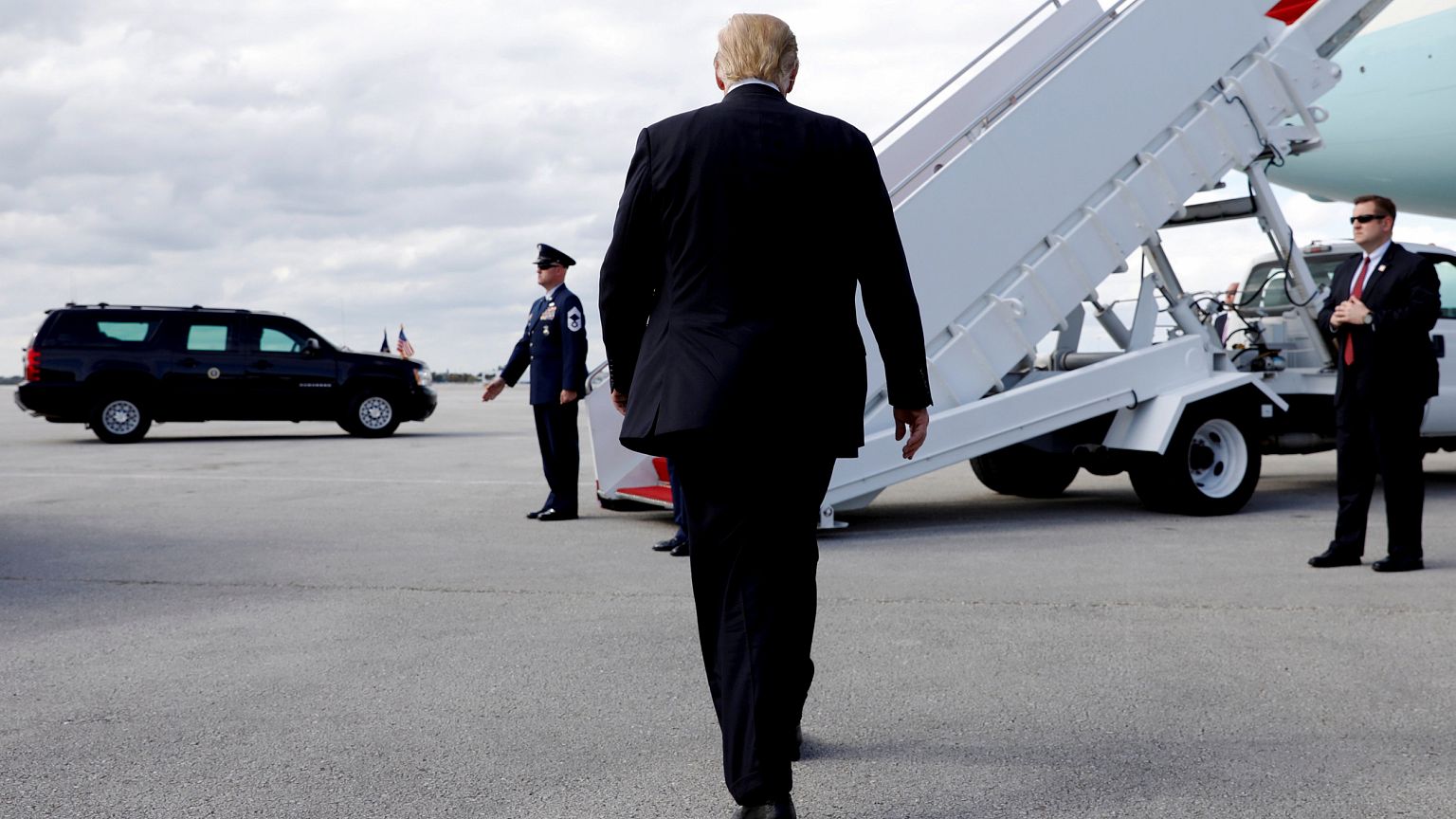 Image: President Donald Trump walks to Air Force One while departing West P