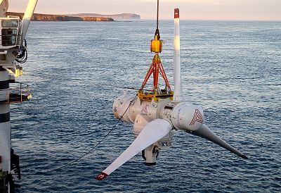The AR1500 is part of the world\'s largest tidal array mounted to the seafloor in the waters between mainland Scotland and the Orkney Islands.