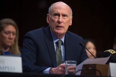 Director of National Intelligence Dan Coats testifies on worldwide threats during a Senate Intelligence Committee hearing on Capitol Hill on Feb. 13, 2018.