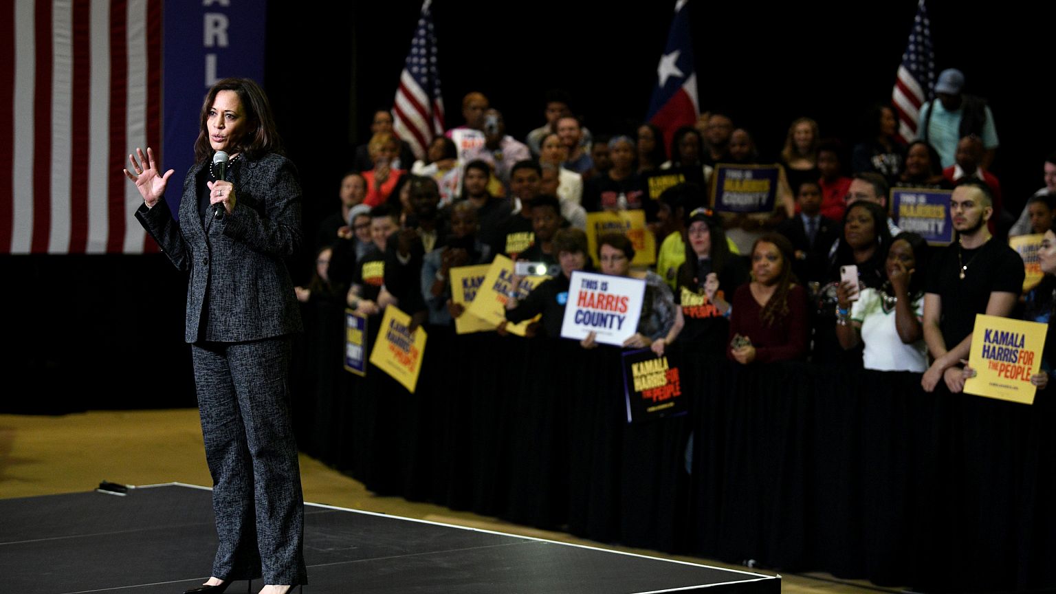 Image: Sen. Kamala Harris, D-Calif., speaks at a presidential campaign rall