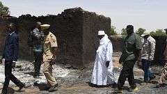 Image: Mali's President Ibrahim Boubacar Keita inspects the site of an atta