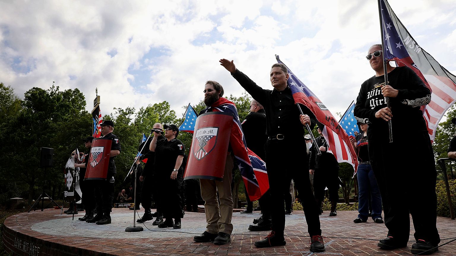 Image: Members of the National Socialist Movement hold a rally in Newnan, G