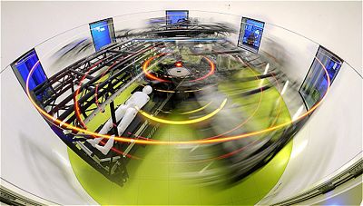 The :envihab human centrifuge spins people around to create an environment of artificial gravity.