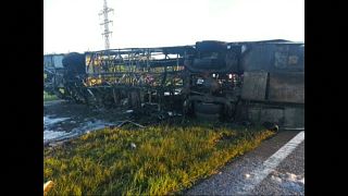 Deadly bus and truck crash kills 14 in Russia