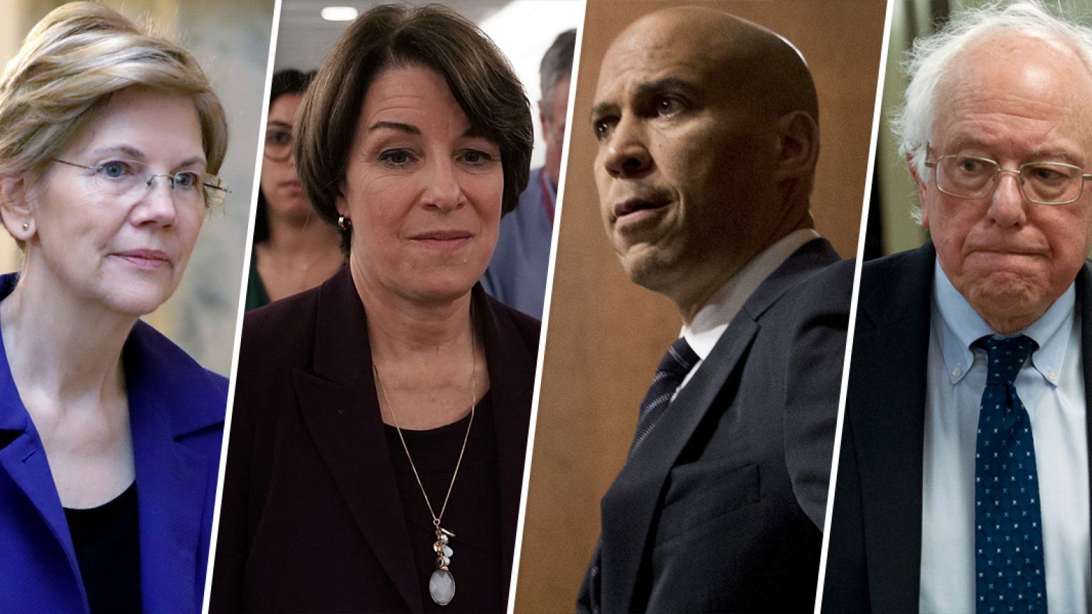 Image: Elizabeth Warren, Amy Klobuchar, Cory Booker and Bernie Sanders