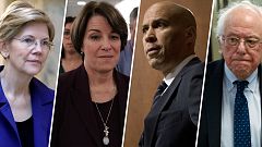 Image: Elizabeth Warren, Amy Klobuchar, Cory Booker and Bernie Sanders