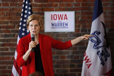 Elizabeth Warren speaks to local residents during an organizing event on March 1, 2019, in Dubuque, Iowa.