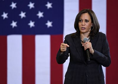 Kamala Harris speaks during a town hall meeting at Canyon Springs High School on March 1, 2019 in North Las Vegas, Nevada.