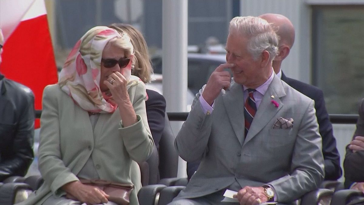 Charles and Camila giggle at throat-singing performance