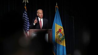 Image: U.S. former Vice President Biden delivers remarks at the First State