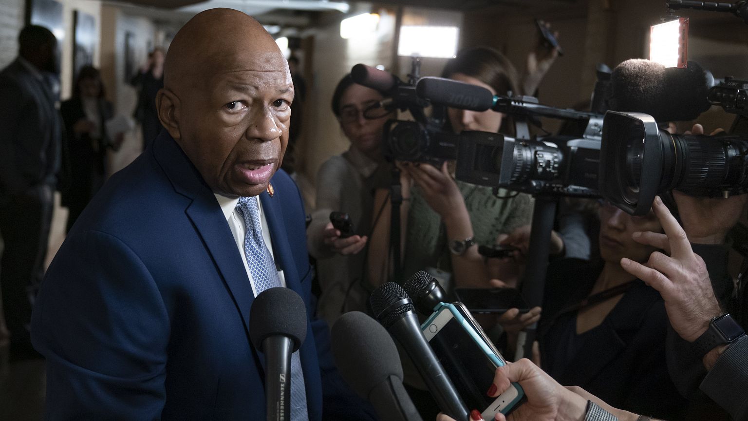 Image: Rep. Elijah Cummings speaks to reporters at the Capitol on Jan. 4, 2