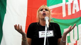 Italian Senator Alessandra Mussolini Holds Rally Ahead Of Election Campaign