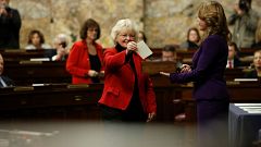 Pennsylvania electors cast their ballots for Trump at the Pennsylvania Stat